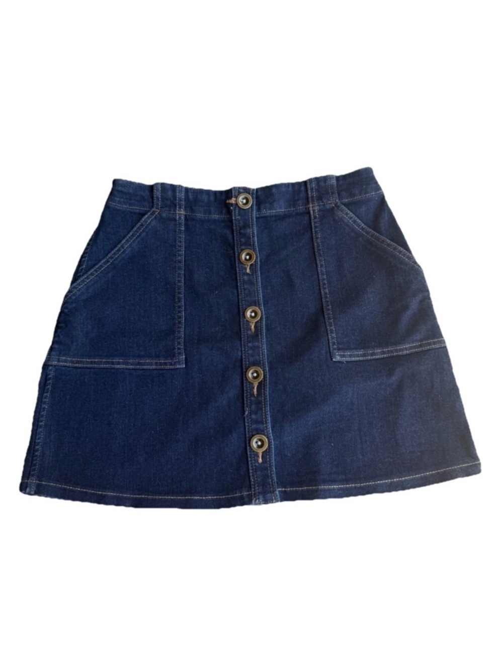 Banana Republic Blue A-Line Mini Skirt Button Down Dark Wash Denim Y2K